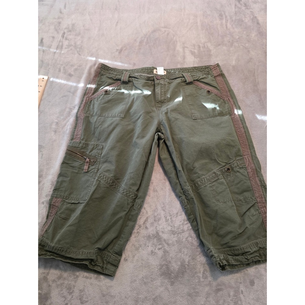 Magellan Sportswear Cargo Capri Pants Women 18 Green Cotton Outdoor Hiking